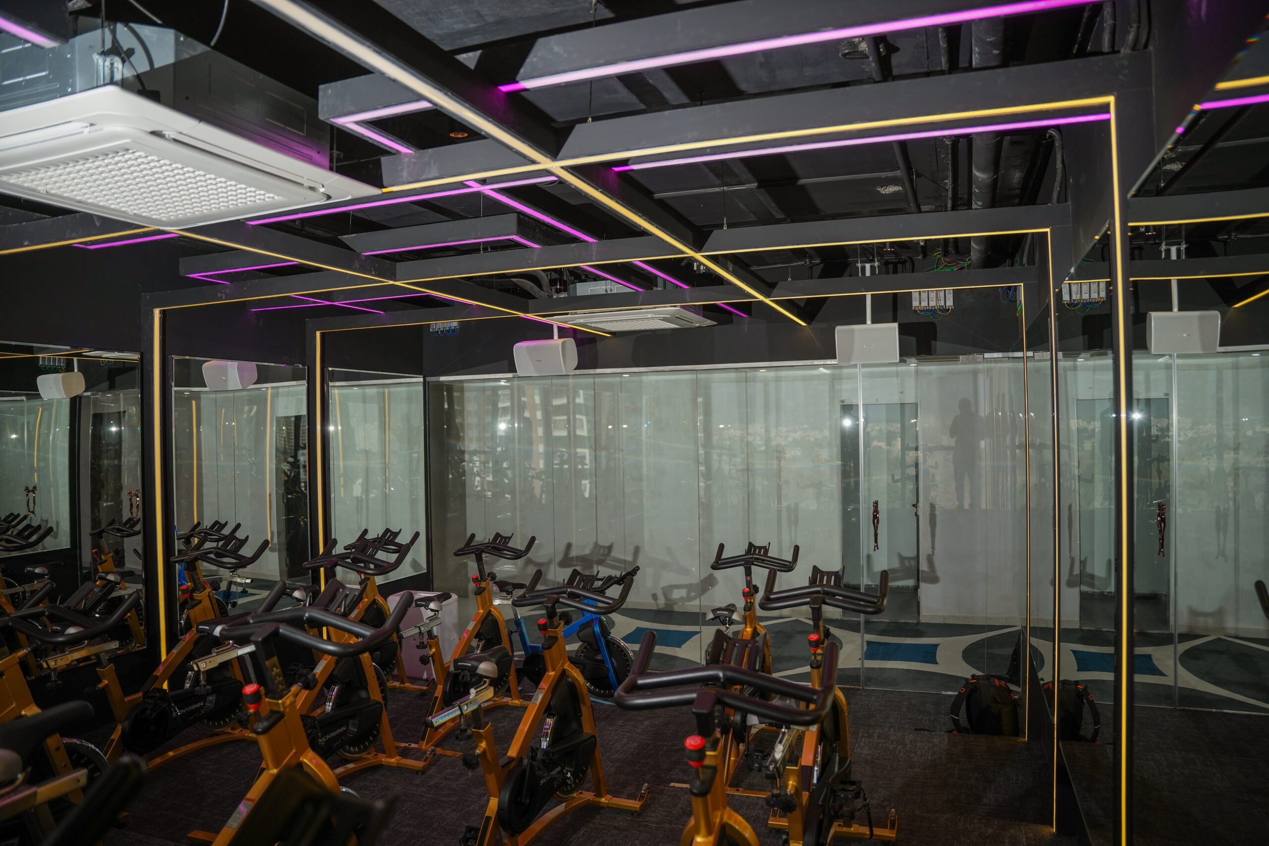 Overhead speaker setup in Nitrro Gym